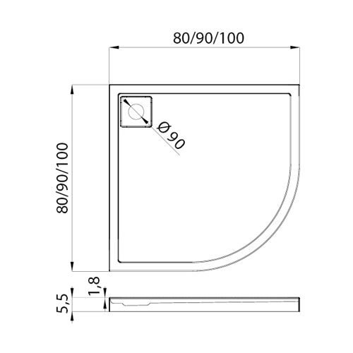 Brodzik posadzkowy Lido 90x90x5,5 cm