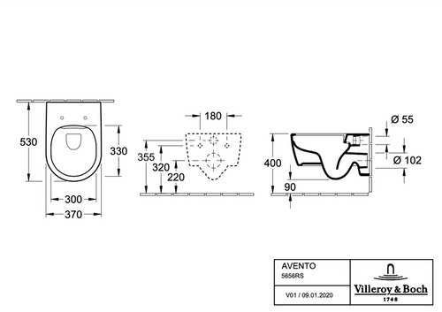 Misa WC i deska Villeroy&Boch Avento 5656RS01 Combi-Pack Weiss Alpin