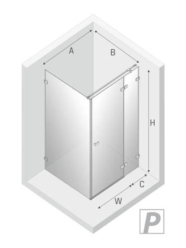 Kabina prysznicowa kwadratowa Avexa 90x90x200 cm, strona prawa lub lewa, srebrny