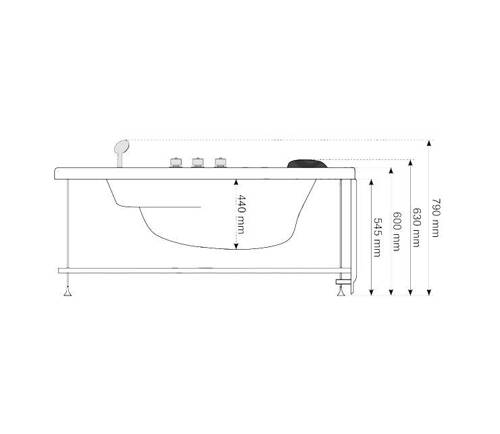 WANNA Z HYDROMASAŻEM NAROŻNA JACUZZI AQUAPEUTIC AQ-636 PLUS, 2-osobowa 135x135x60 cm